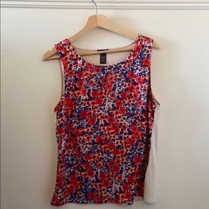 Ann Taylor Red and Blue Poppy Tank Too